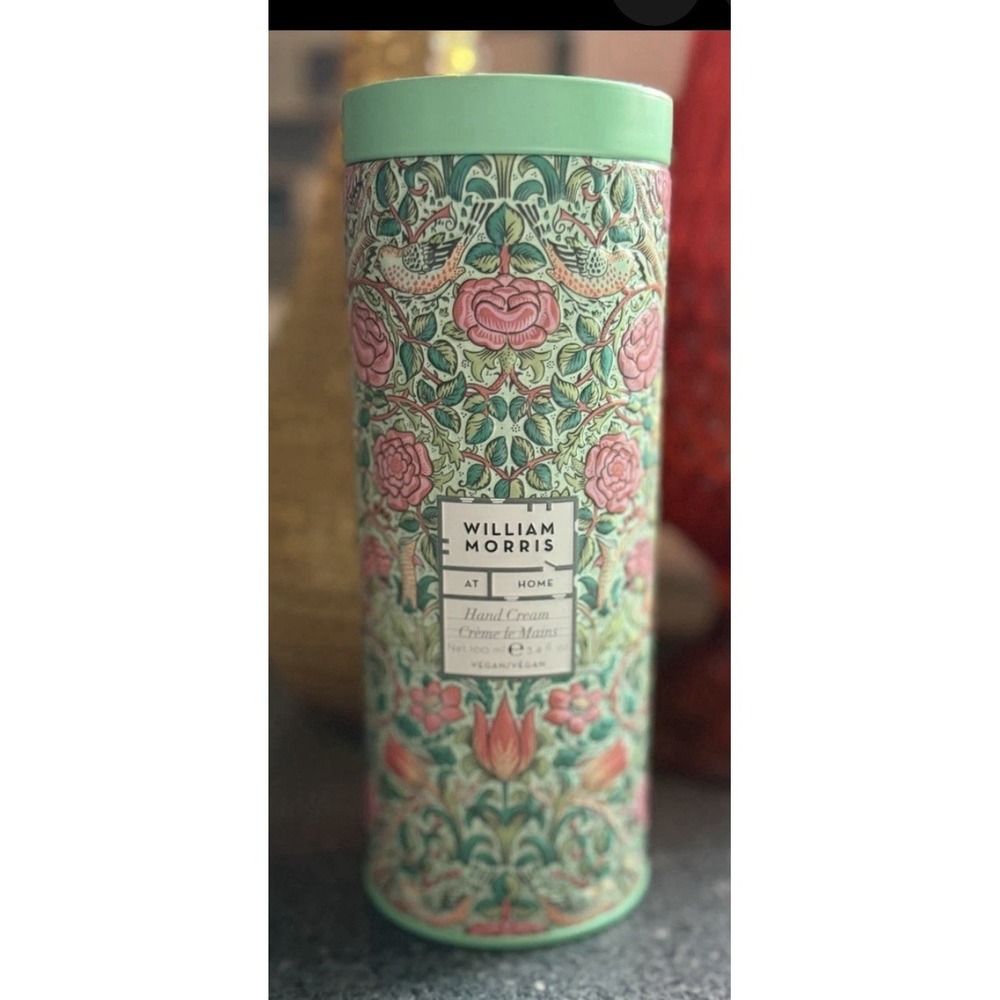 William Morris GREEN DAVANA Hand Cream Gift Tin 3.4 oz SEALED Green w/ birds
